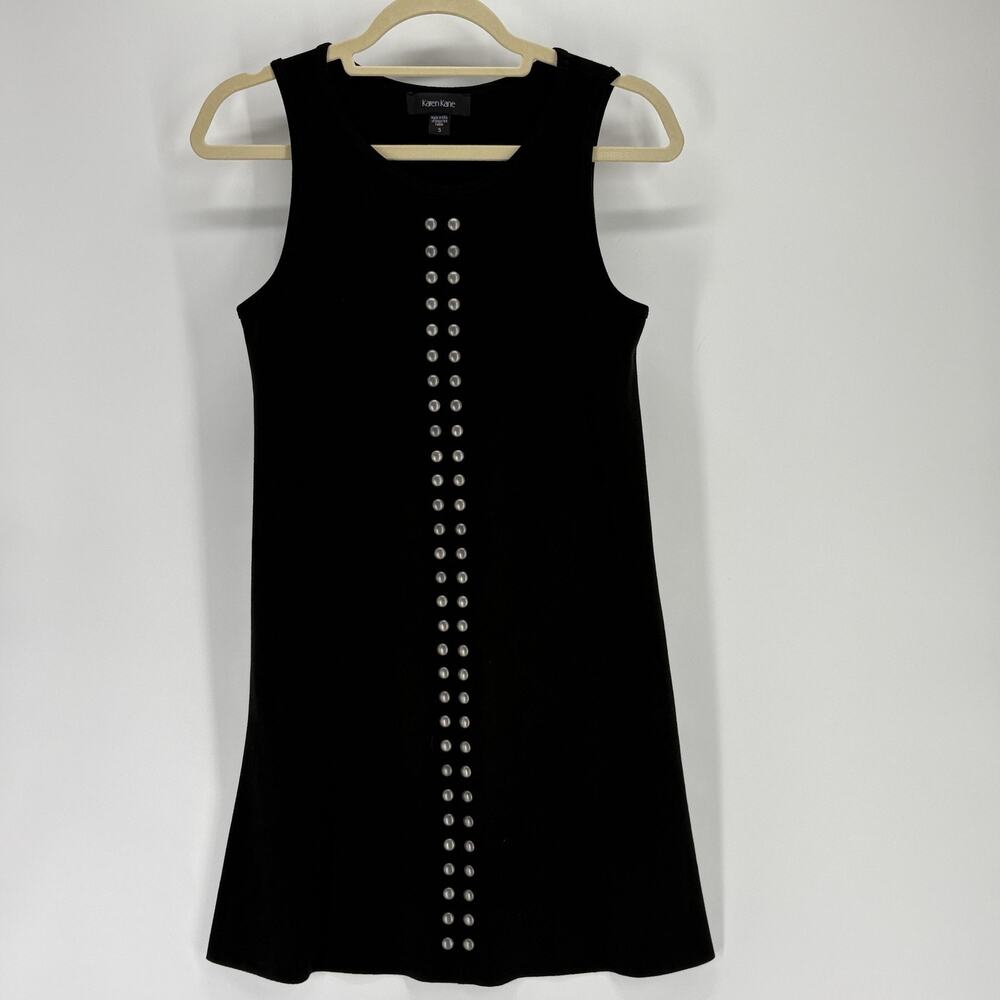 Karen Kane Dress Womens Small Black‎ Faux Suede Sleeveless Studded Mini USA